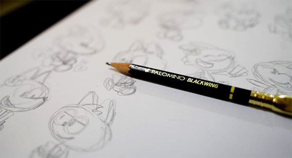 Sketch of the comic strip 'Super Chata' drawn with a Palomino Blackwing pencil.