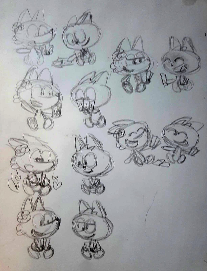 Esboço feito a lápis.